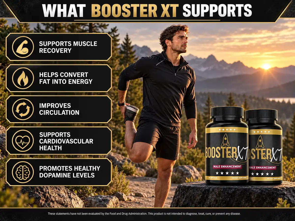 The manufacturer what-it-supports panel for Booster XT beside two bottles outdoors